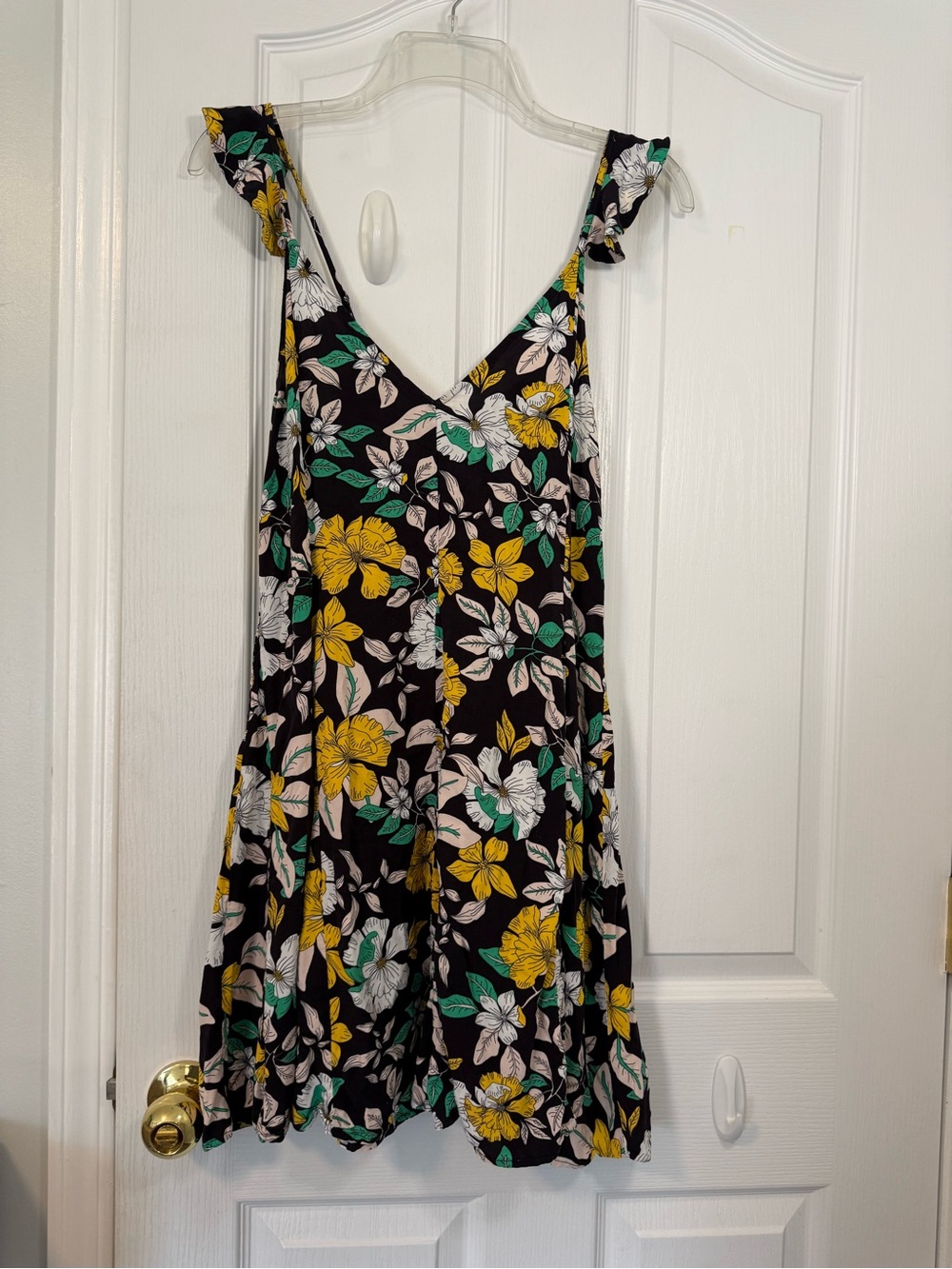 Maaji Black Mini Dress with Yellow & Green Floral Print
